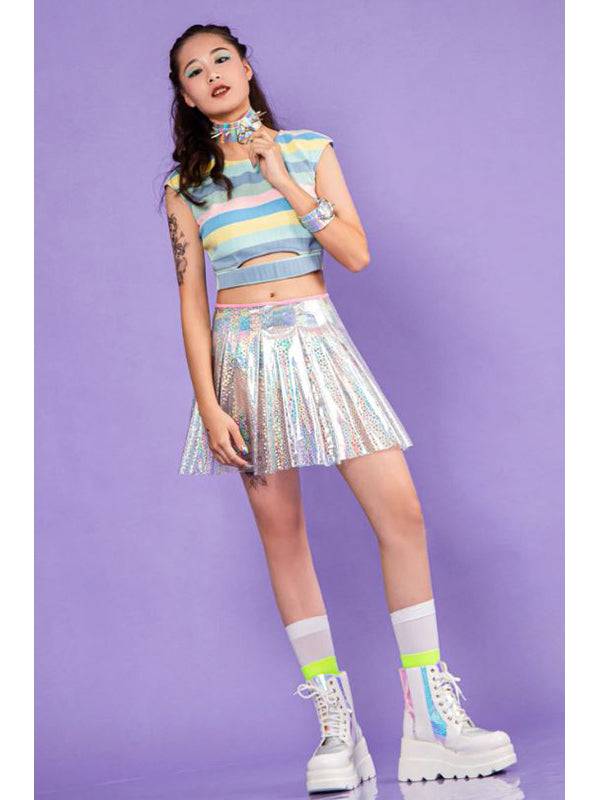 Holographic Rok S - DivineDarkness- Online shop voor Gothic en Alternatieve Kleding!