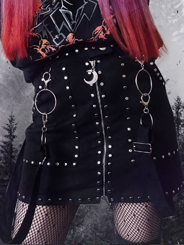 Restyle Studded Rok - DivineDarkness- Online shop voor Gothic en Alternatieve Kleding!