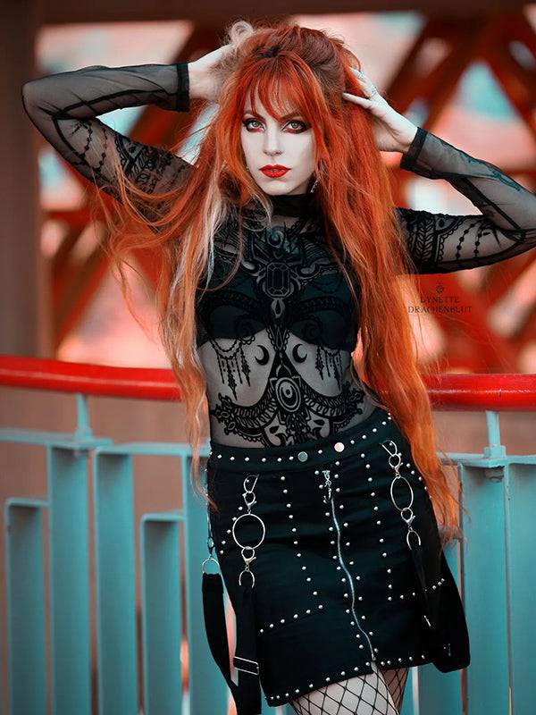 Restyle Studded Rok M / L / XL - DivineDarkness- Online shop voor Gothic en Alternatieve Kleding!